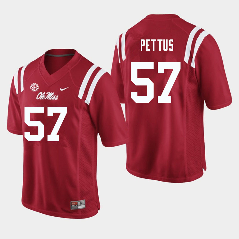 Micah Pettus Ole Miss Rebels NCAA Men's Red #57 Stitched Limited College Football Jersey UTW8658YN